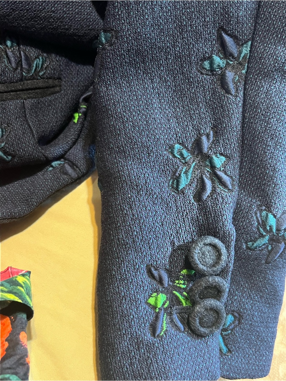 Emporio Armani Navy Jacket with Green Embroidered Motifs - Picture 5 of 12
